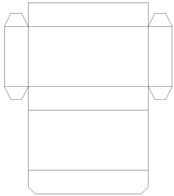 長方形ボックス箱テンプレート型紙